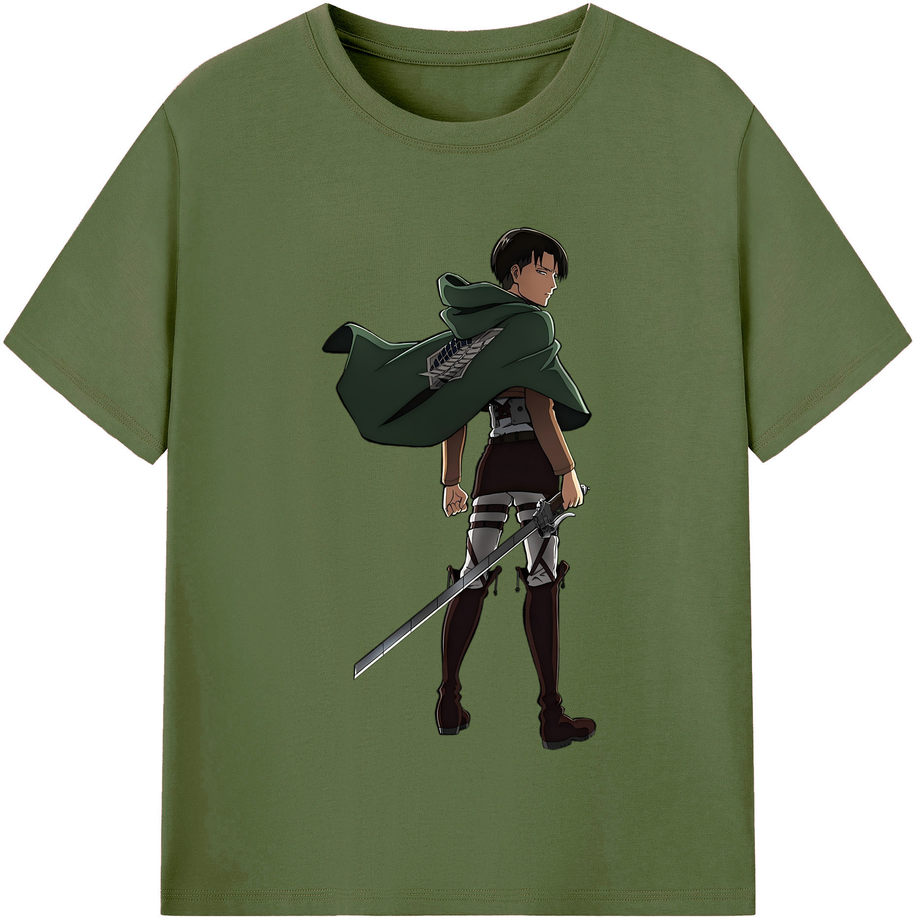 （画像用） 進撃の巨人 リヴァイ·アッカーマン Attack on Titan Levi Ackerman 綿100％半袖Tシャツ（フロントプリント）